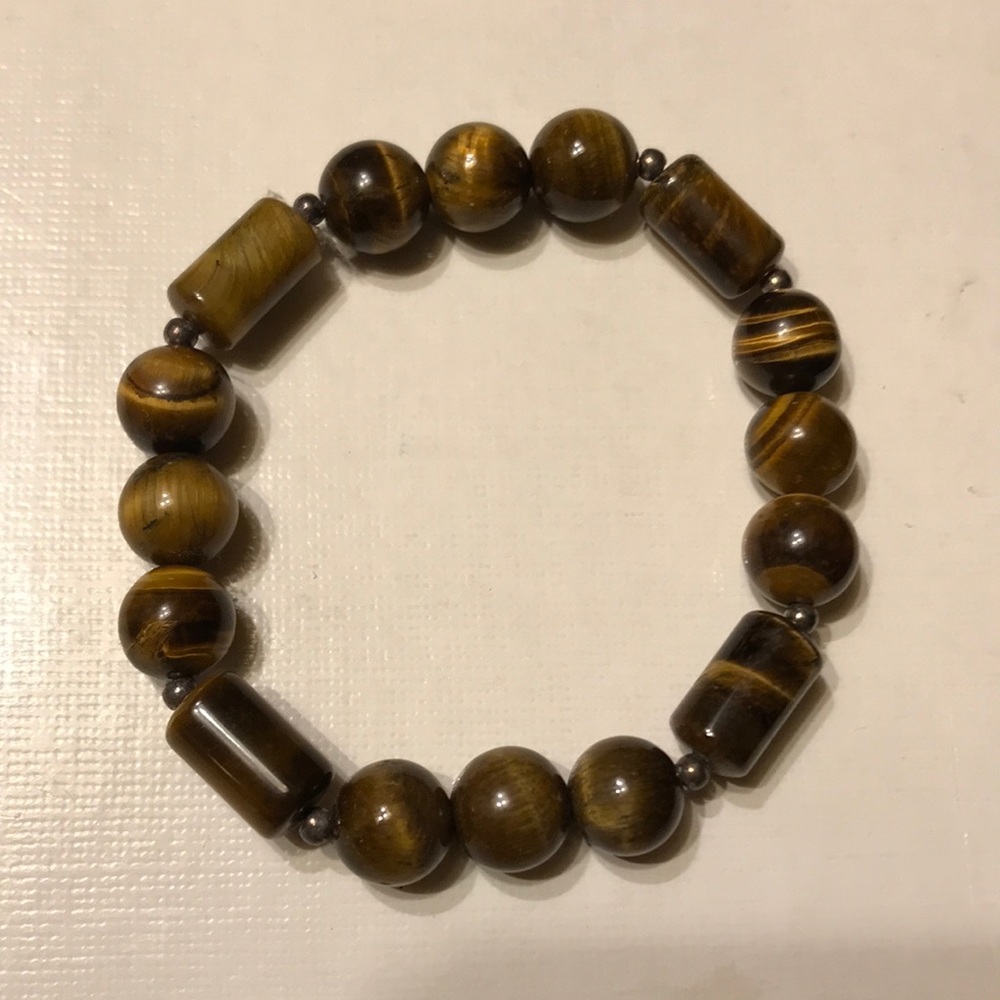 Beaded brown bracelet round and barrel beads